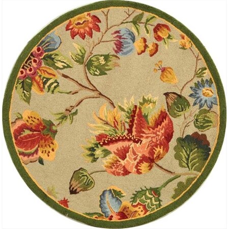 Safavieh 3 ft. x 3 ft. Round- Country and Floral Chelsea Sage Hand Hooked Rug HK331C-3R